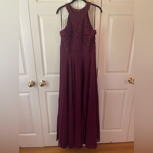 Cranberry/wine/burgundy Lulu's Love Poem Lace Halter Gown